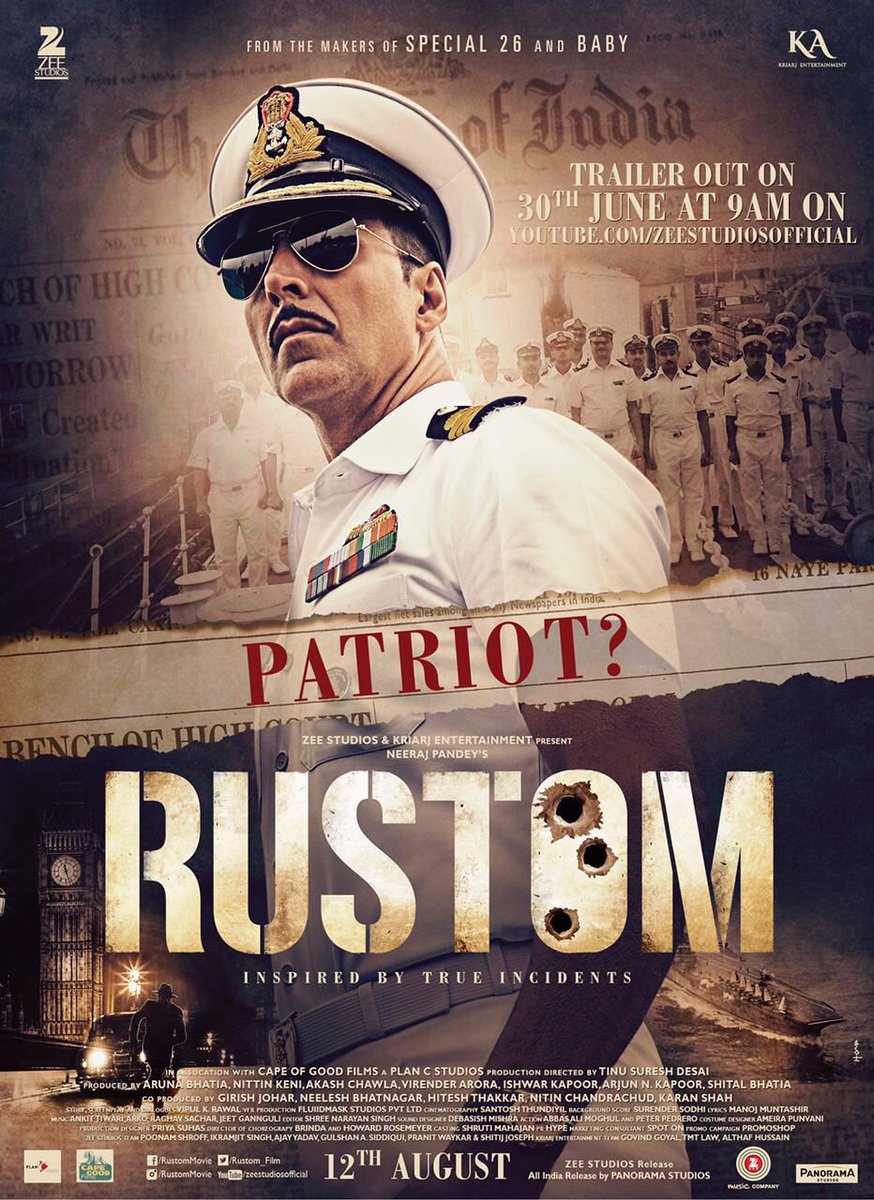 Akshay Kumar's Rustom New Poster Out, Trailer To Release On 30 June 2016