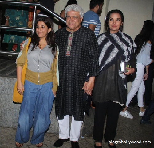 Zoya Akhtar with parents Javed Akhtar and Shabana Azmi