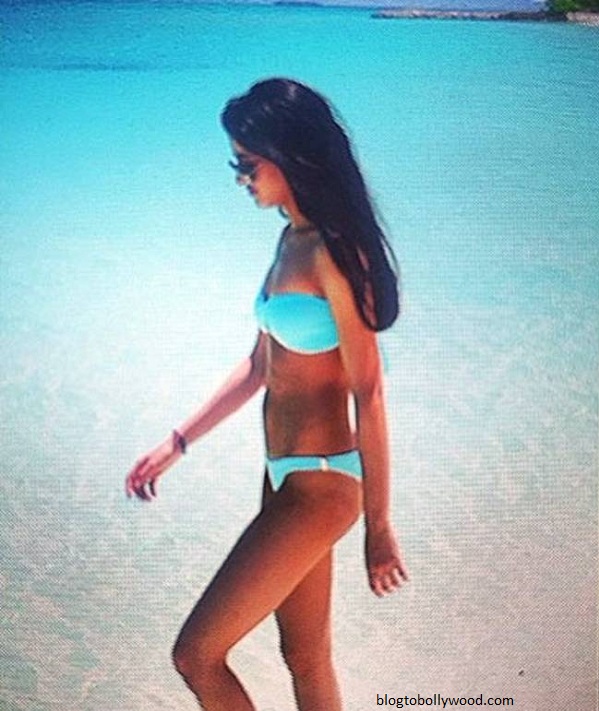 Navya Naveli in a sky blue bikini