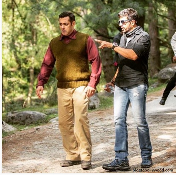 Salman Khan with director Kabir Khan on the sets of 'Tubelight' in Manali