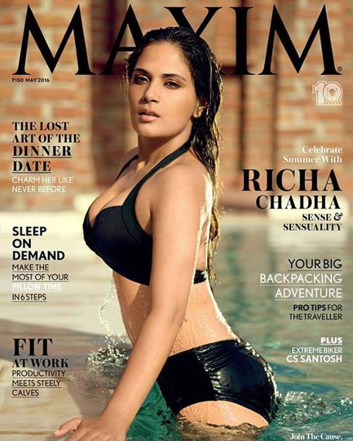 Richa Chadha steams up the water in Maxim India Cover!