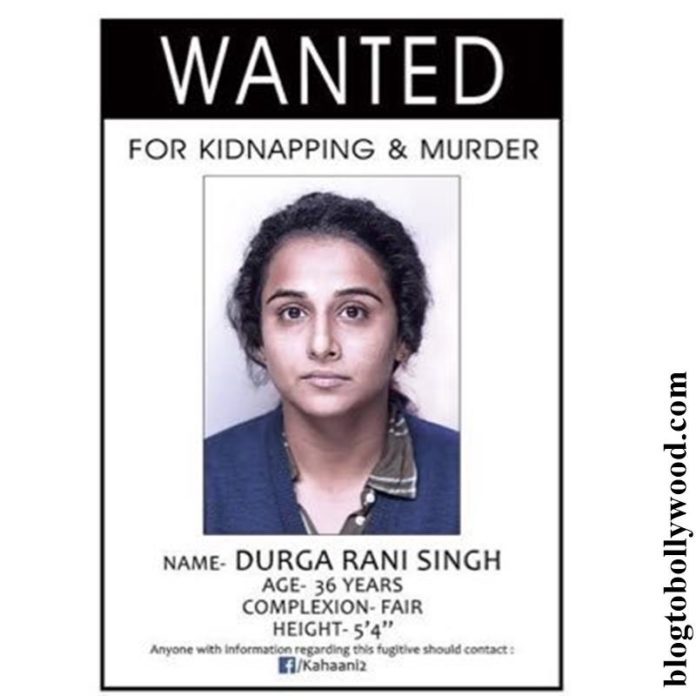 WOAH! Vidya Balan is a wanted fugitive in the First Look of Kahaani 2