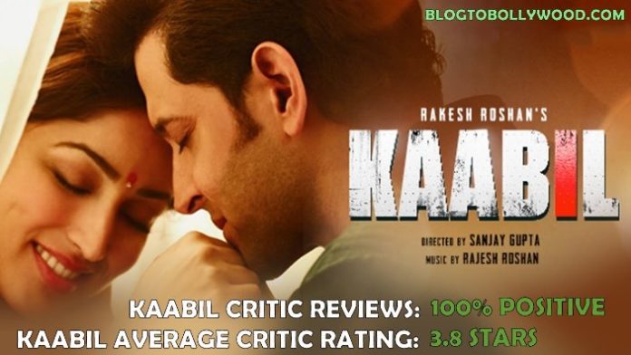 Kaabil Movie Review: Kaabil Critics Reviews & Ratings, Huge Applause From Critics