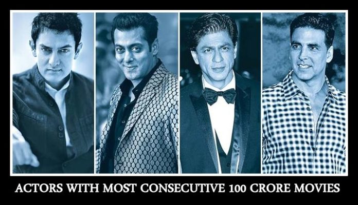 Actors With Most Consecutive 100 Crore Movies: Salman Khan, SRK and Akshay