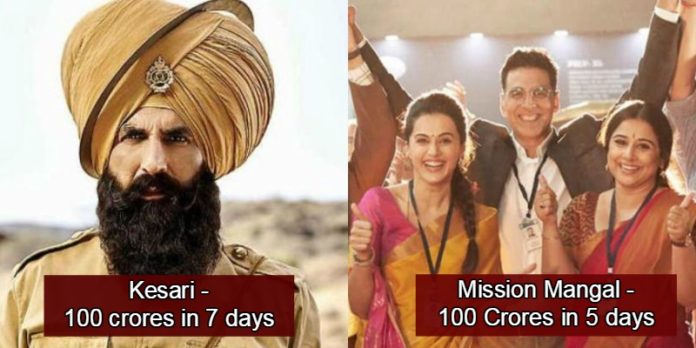 Mission Mangal Becomes Akshay Kumar's Fastest Movie To Enter 100 Crore Club