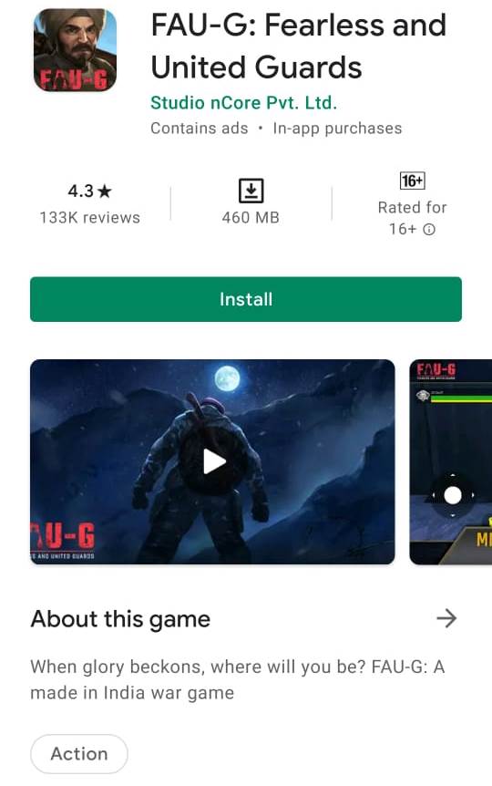 FAUG Game Download from Play Store